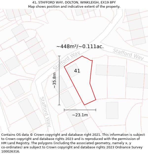 41, STAFFORD WAY, DOLTON, WINKLEIGH, EX19 8PY: Plot and title map