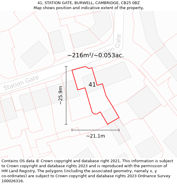 41, STATION GATE, BURWELL, CAMBRIDGE, CB25 0BZ: Plot and title map