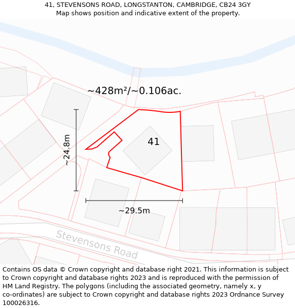 41, STEVENSONS ROAD, LONGSTANTON, CAMBRIDGE, CB24 3GY: Plot and title map