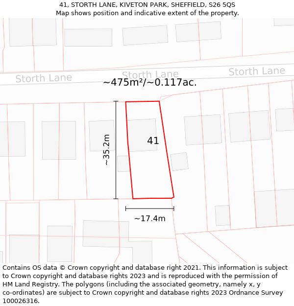 41, STORTH LANE, KIVETON PARK, SHEFFIELD, S26 5QS: Plot and title map