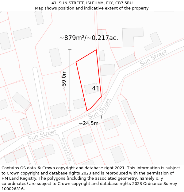 41, SUN STREET, ISLEHAM, ELY, CB7 5RU: Plot and title map