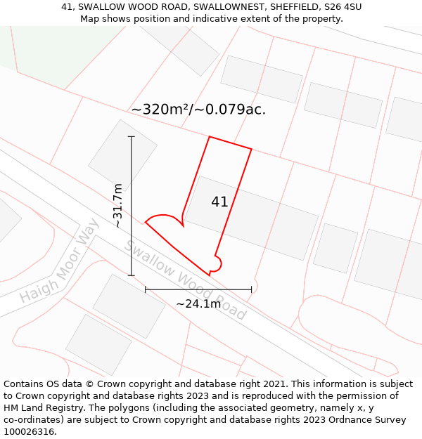 41, SWALLOW WOOD ROAD, SWALLOWNEST, SHEFFIELD, S26 4SU: Plot and title map