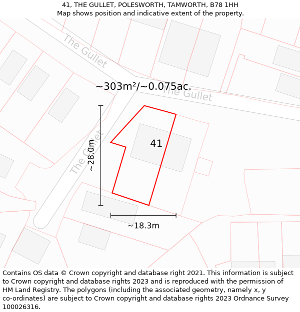 41, THE GULLET, POLESWORTH, TAMWORTH, B78 1HH: Plot and title map