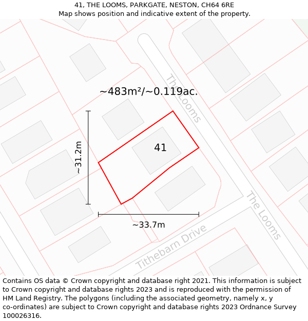 41, THE LOOMS, PARKGATE, NESTON, CH64 6RE: Plot and title map