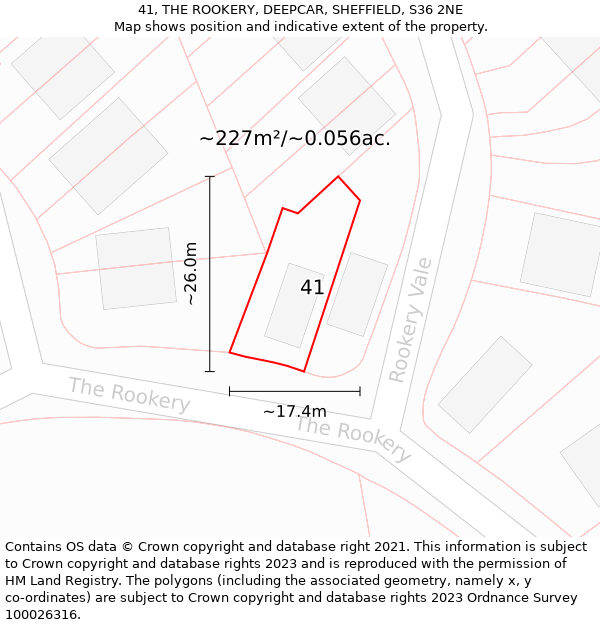41, THE ROOKERY, DEEPCAR, SHEFFIELD, S36 2NE: Plot and title map