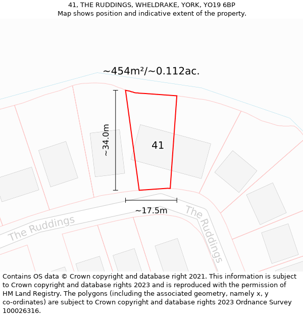 41, THE RUDDINGS, WHELDRAKE, YORK, YO19 6BP: Plot and title map