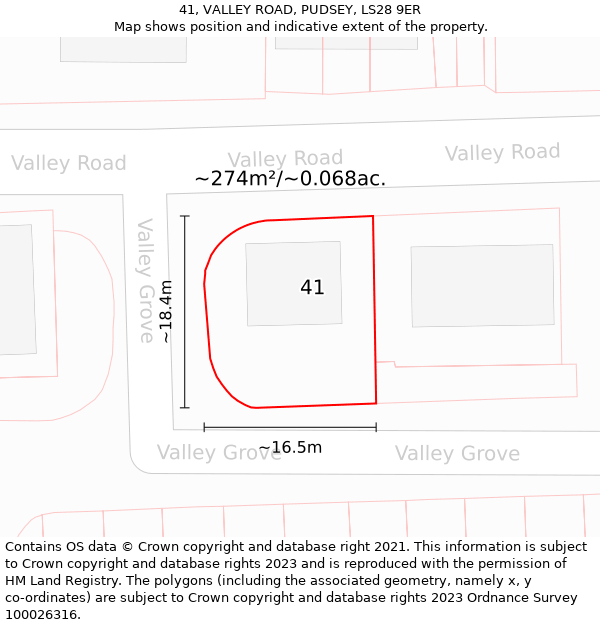 41, VALLEY ROAD, PUDSEY, LS28 9ER: Plot and title map