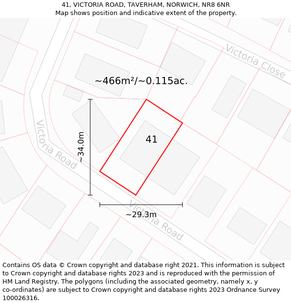 41, VICTORIA ROAD, TAVERHAM, NORWICH, NR8 6NR: Plot and title map