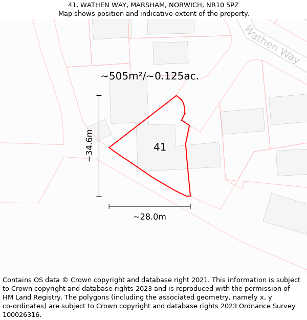 41, WATHEN WAY, MARSHAM, NORWICH, NR10 5PZ: Plot and title map