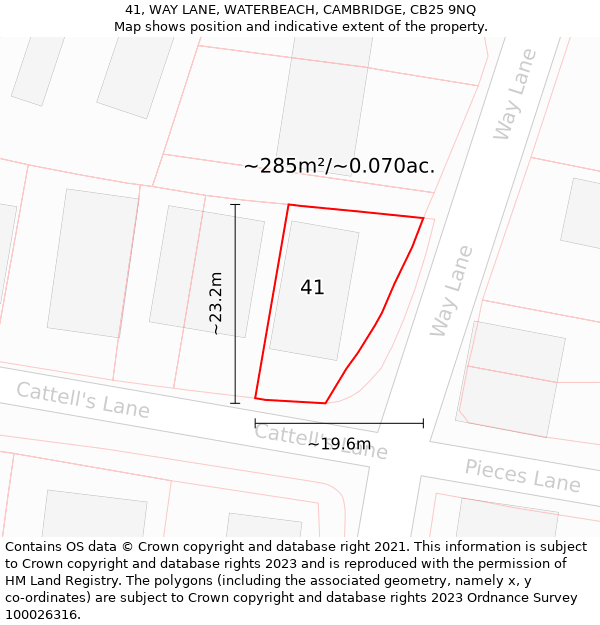 41, WAY LANE, WATERBEACH, CAMBRIDGE, CB25 9NQ: Plot and title map