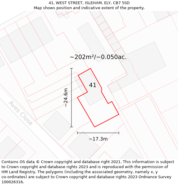 41, WEST STREET, ISLEHAM, ELY, CB7 5SD: Plot and title map