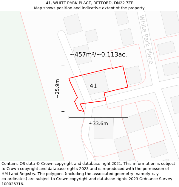 41, WHITE PARK PLACE, RETFORD, DN22 7ZB: Plot and title map