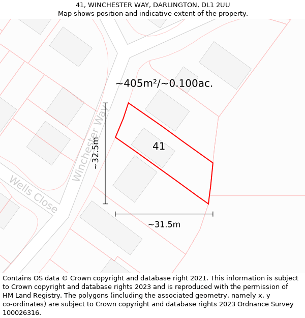 41, WINCHESTER WAY, DARLINGTON, DL1 2UU: Plot and title map
