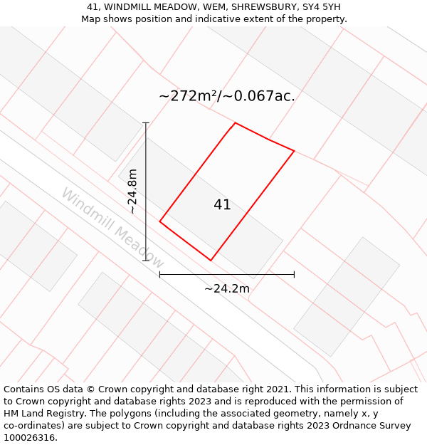 41, WINDMILL MEADOW, WEM, SHREWSBURY, SY4 5YH: Plot and title map