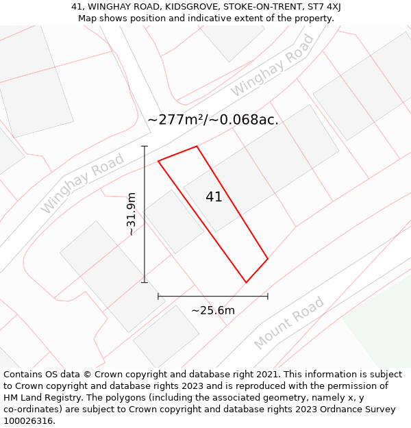 41, WINGHAY ROAD, KIDSGROVE, STOKE-ON-TRENT, ST7 4XJ: Plot and title map