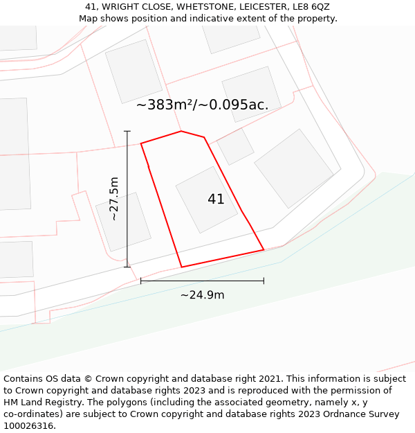 41, WRIGHT CLOSE, WHETSTONE, LEICESTER, LE8 6QZ: Plot and title map