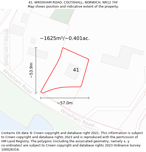 41, WROXHAM ROAD, COLTISHALL, NORWICH, NR12 7AF: Plot and title map