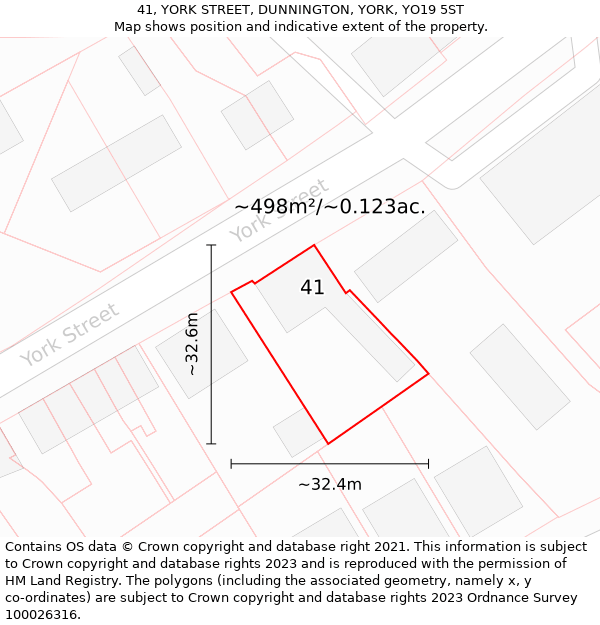 41, YORK STREET, DUNNINGTON, YORK, YO19 5ST: Plot and title map