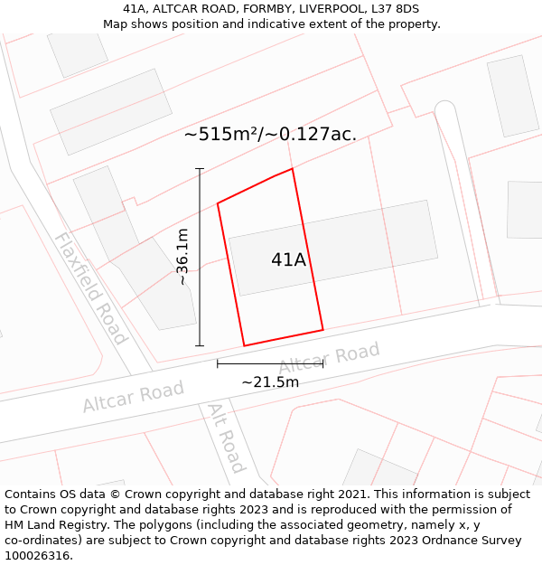 41A, ALTCAR ROAD, FORMBY, LIVERPOOL, L37 8DS: Plot and title map