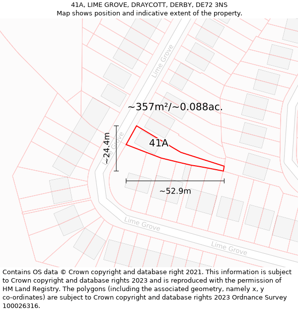 41A, LIME GROVE, DRAYCOTT, DERBY, DE72 3NS: Plot and title map