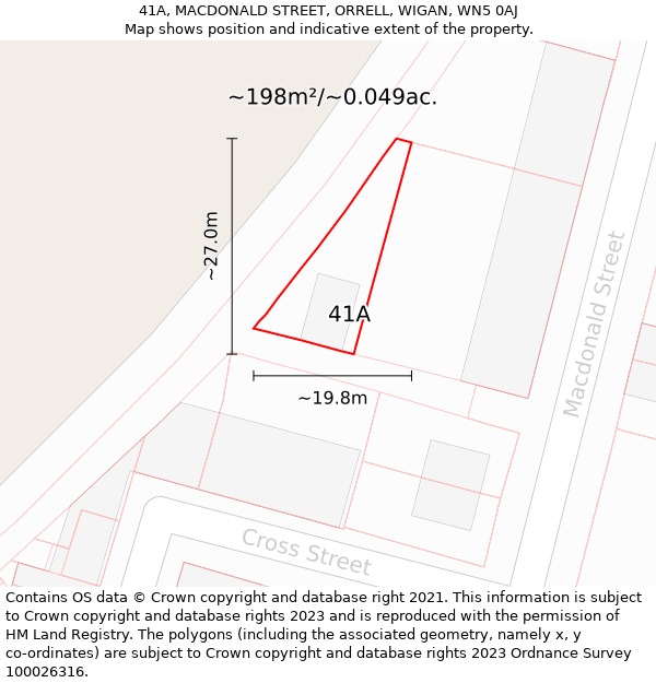 41A, MACDONALD STREET, ORRELL, WIGAN, WN5 0AJ: Plot and title map