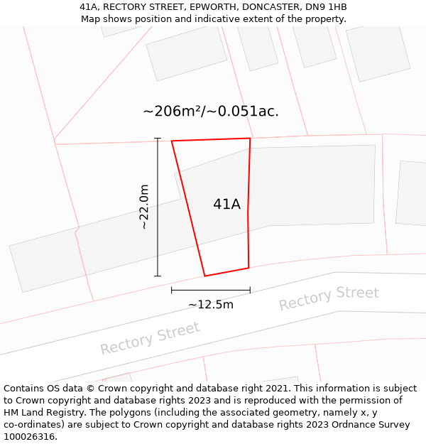 41A, RECTORY STREET, EPWORTH, DONCASTER, DN9 1HB: Plot and title map