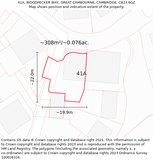 41A, WOODPECKER WAY, GREAT CAMBOURNE, CAMBRIDGE, CB23 6GZ: Plot and title map