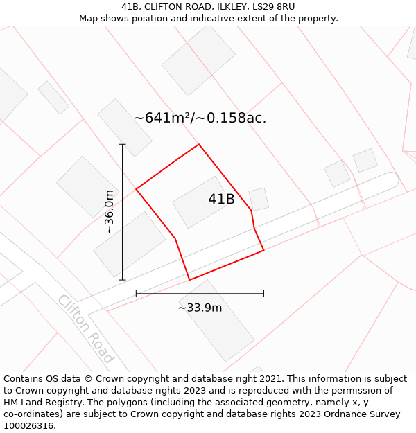 41B, CLIFTON ROAD, ILKLEY, LS29 8RU: Plot and title map