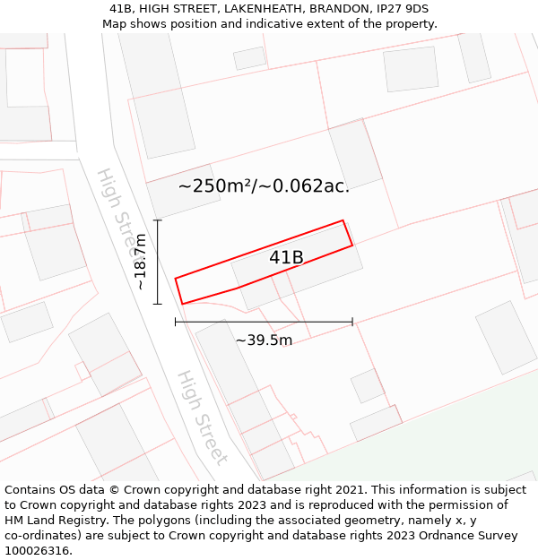 41B, HIGH STREET, LAKENHEATH, BRANDON, IP27 9DS: Plot and title map