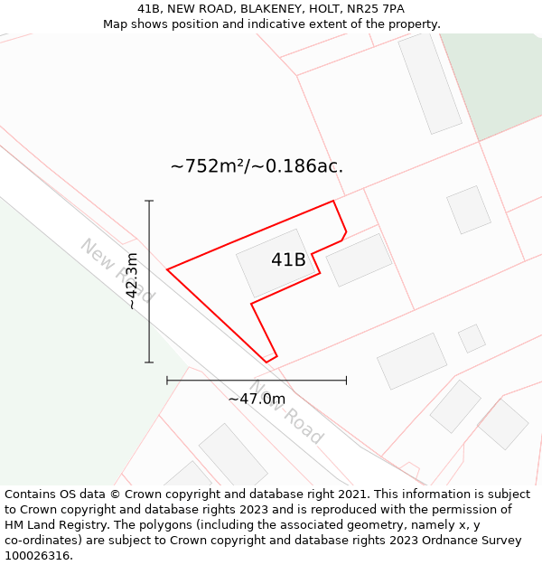 41B, NEW ROAD, BLAKENEY, HOLT, NR25 7PA: Plot and title map