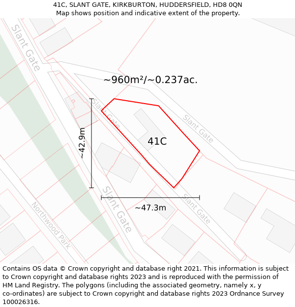 41C, SLANT GATE, KIRKBURTON, HUDDERSFIELD, HD8 0QN: Plot and title map