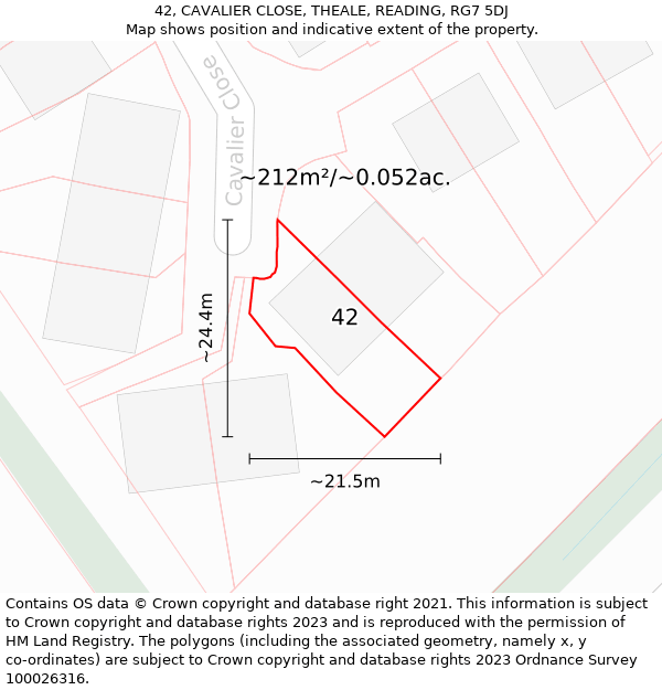 42, CAVALIER CLOSE, THEALE, READING, RG7 5DJ: Plot and title map