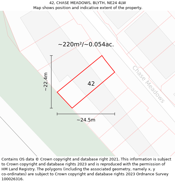 42, CHASE MEADOWS, BLYTH, NE24 4LW: Plot and title map