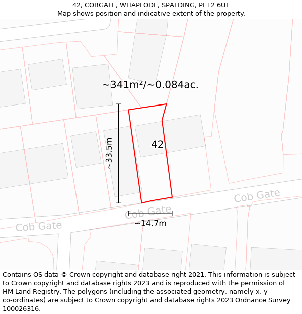 42, COBGATE, WHAPLODE, SPALDING, PE12 6UL: Plot and title map