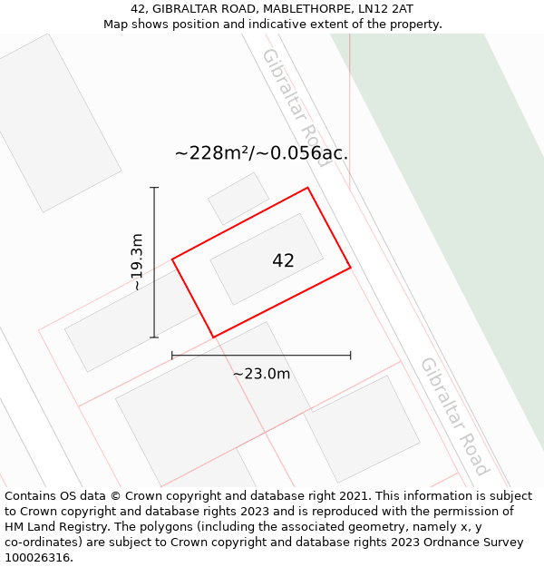 42, GIBRALTAR ROAD, MABLETHORPE, LN12 2AT: Plot and title map