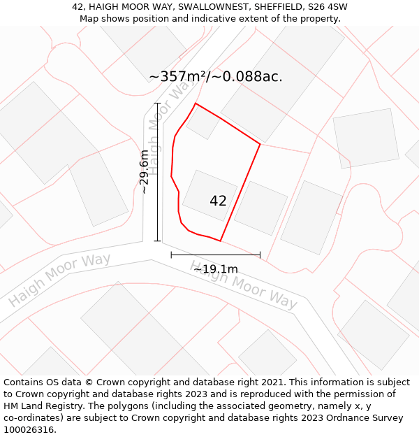 42, HAIGH MOOR WAY, SWALLOWNEST, SHEFFIELD, S26 4SW: Plot and title map