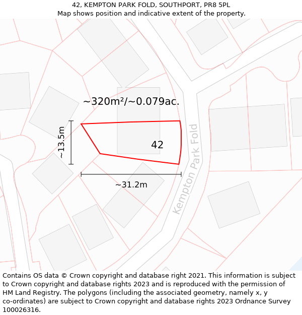 42, KEMPTON PARK FOLD, SOUTHPORT, PR8 5PL: Plot and title map