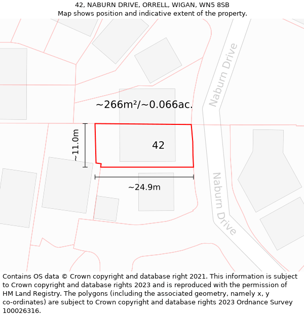 42, NABURN DRIVE, ORRELL, WIGAN, WN5 8SB: Plot and title map