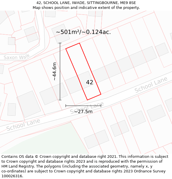 42, SCHOOL LANE, IWADE, SITTINGBOURNE, ME9 8SE: Plot and title map