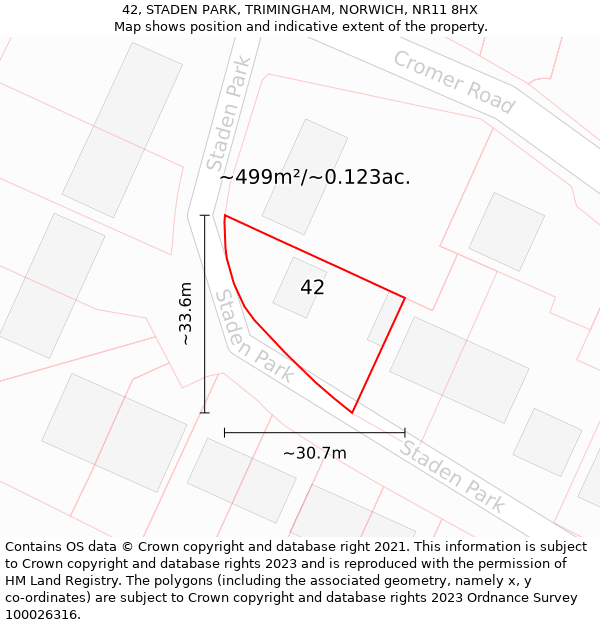 42, STADEN PARK, TRIMINGHAM, NORWICH, NR11 8HX: Plot and title map