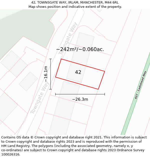 42, TOWNSGATE WAY, IRLAM, MANCHESTER, M44 6RL: Plot and title map