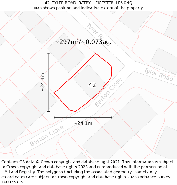 42, TYLER ROAD, RATBY, LEICESTER, LE6 0NQ: Plot and title map