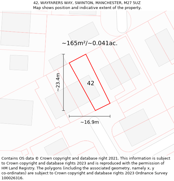 42, WAYFARERS WAY, SWINTON, MANCHESTER, M27 5UZ: Plot and title map