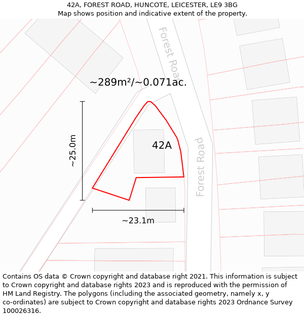 42A, FOREST ROAD, HUNCOTE, LEICESTER, LE9 3BG: Plot and title map