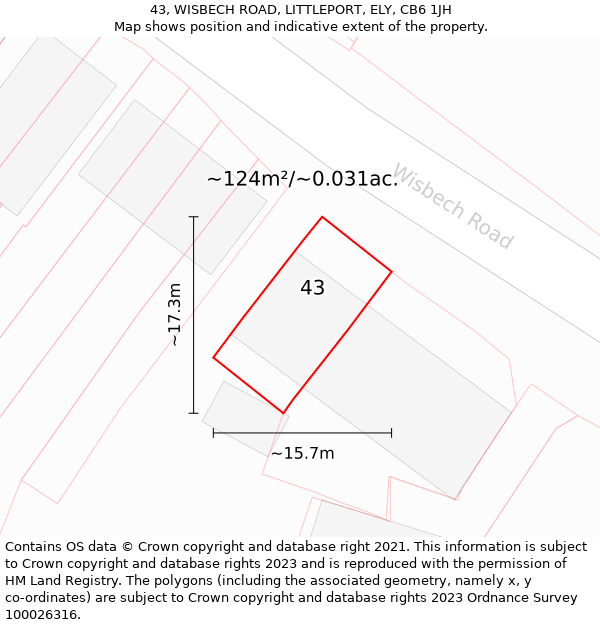 43, WISBECH ROAD, LITTLEPORT, ELY, CB6 1JH: Plot and title map