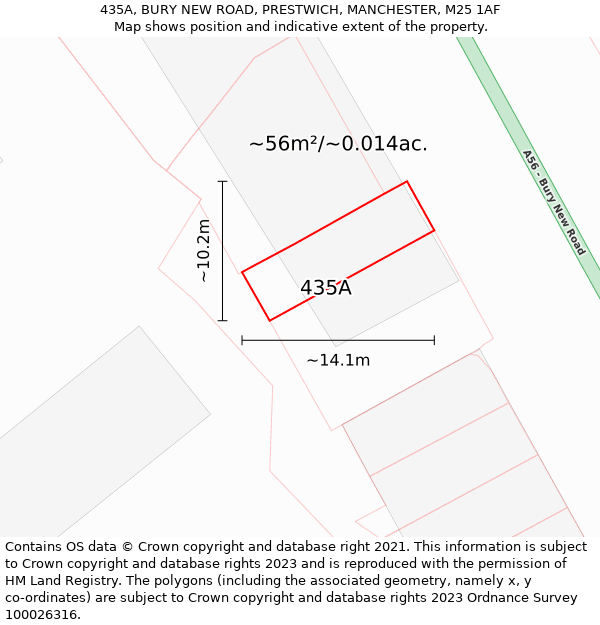 435A, BURY NEW ROAD, PRESTWICH, MANCHESTER, M25 1AF: Plot and title map