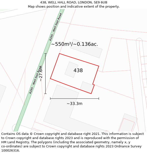 438, WELL HALL ROAD, LONDON, SE9 6UB: Plot and title map