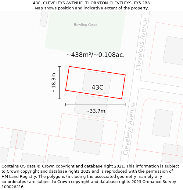 43C, CLEVELEYS AVENUE, THORNTON-CLEVELEYS, FY5 2BA: Plot and title map