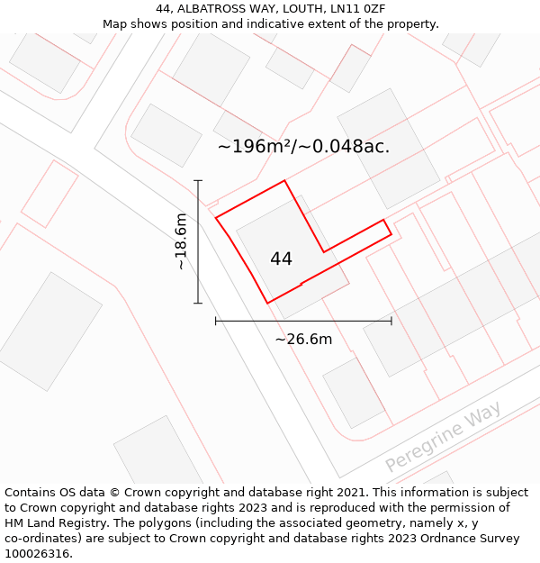 44, ALBATROSS WAY, LOUTH, LN11 0ZF: Plot and title map