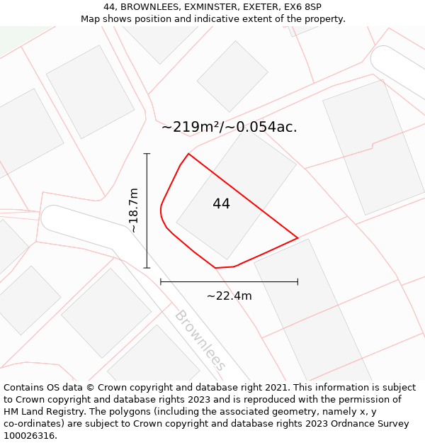 44, BROWNLEES, EXMINSTER, EXETER, EX6 8SP: Plot and title map